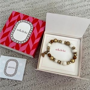 Stella & Dot Meredith Gold and Ivory Tassel Stretch Bracelet